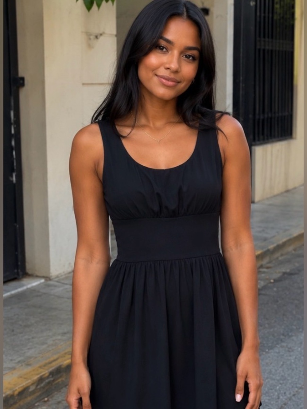 Black Scoop Neck Women's Dress - Classic Summer Style